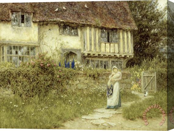 Helen Allingham Beside the Old Church Gate Farm Smarden Kent Stretched Canvas Painting / Canvas Art