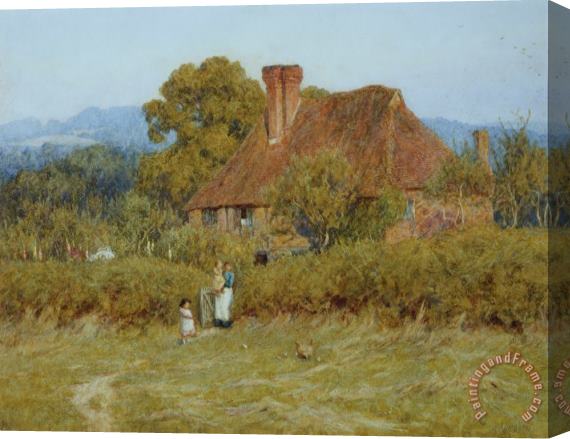 Helen Allingham Cottage at Broadham Green Surrey in Sunset Light Stretched Canvas Painting / Canvas Art