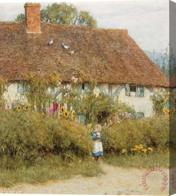 Helen Allingham Cottage at West Horsley Surrey Stretched Canvas Painting / Canvas Art