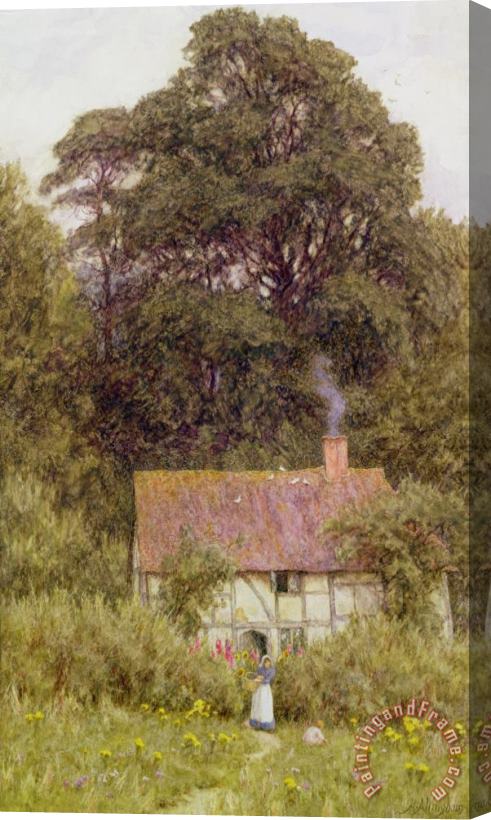 Helen Allingham Cottage near Brook Stretched Canvas Painting / Canvas Art