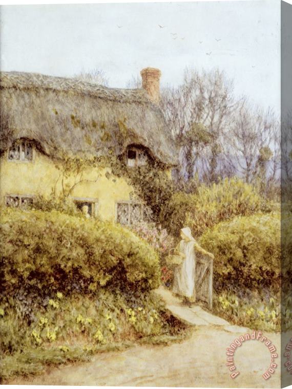 Helen Allingham Cottage near Freshwater Stretched Canvas Painting / Canvas Art