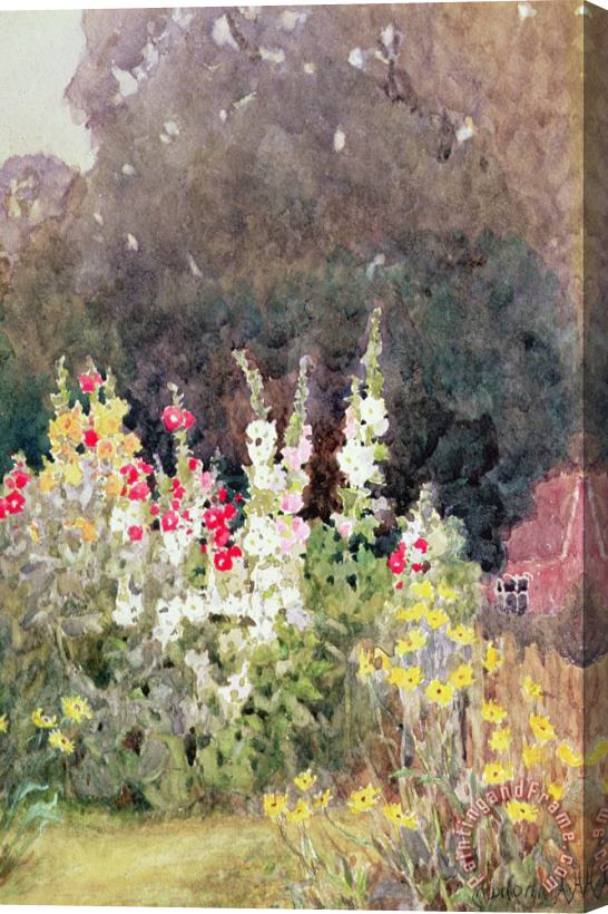 Helen Allingham Hollyhocks Stretched Canvas Painting / Canvas Art