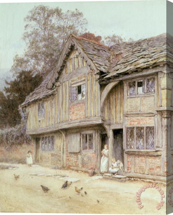 Helen Allingham Outside a Timbered Cottage Stretched Canvas Painting / Canvas Art
