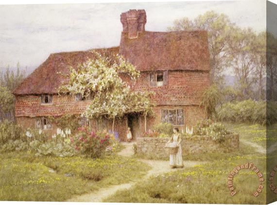 Helen Allingham Rose Cottage Stretched Canvas Painting / Canvas Art