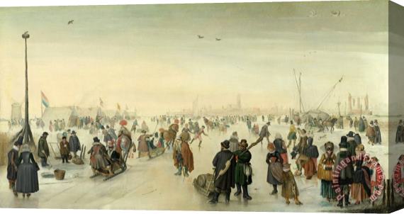 Hendrick Avercamp Enjoying The Ice Near a Town Stretched Canvas Painting / Canvas Art
