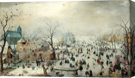 Hendrick Avercamp Winter Landscape with Skaters Stretched Canvas Print / Canvas Art