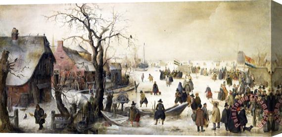 Hendrick Avercamp Winter Scene on a Canal Stretched Canvas Painting / Canvas Art