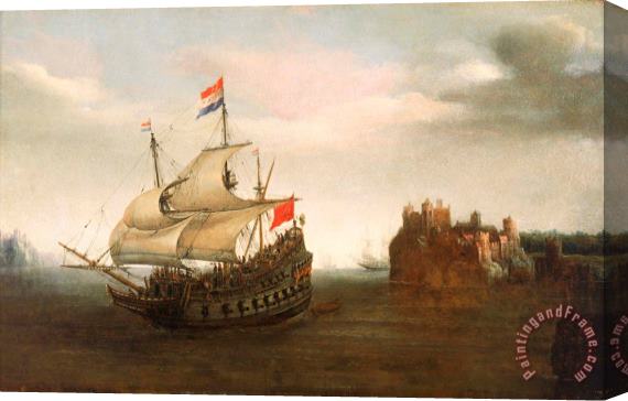 Hendrick Cornelisz Vroom A Castle With A Dutch Ship Sailing Nearby Stretched Canvas Print / Canvas Art