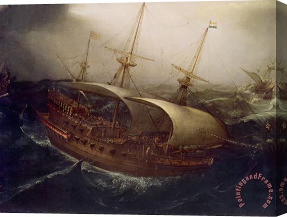 Hendrick Cornelisz Vroom Dutch Battleship in a Storm Stretched Canvas Print / Canvas Art