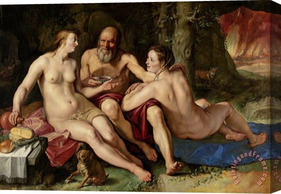 Hendrick Goltzius Lot And His Daughters Stretched Canvas Print / Canvas Art