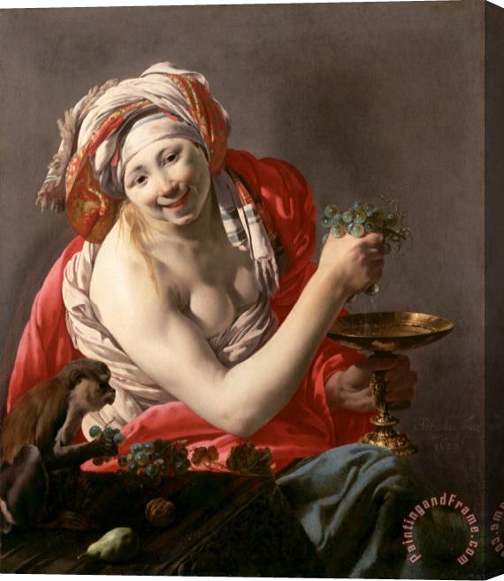 Hendrick Ter Brugghen Bacchante with an Ape Stretched Canvas Print / Canvas Art