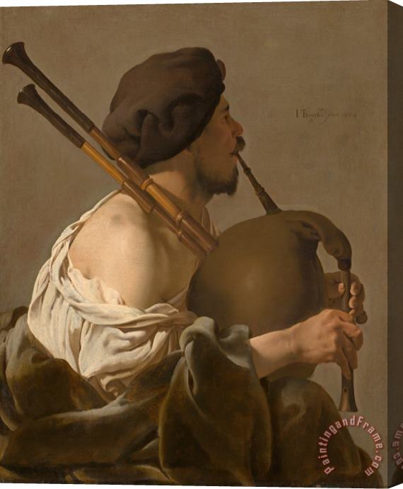 Hendrick Ter Brugghen Bagpipe Player Stretched Canvas Painting / Canvas Art