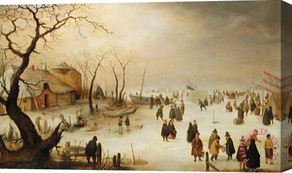 Hendrik Avercamp A Winter River Landscape With Figures On The Ice Stretched Canvas Painting / Canvas Art