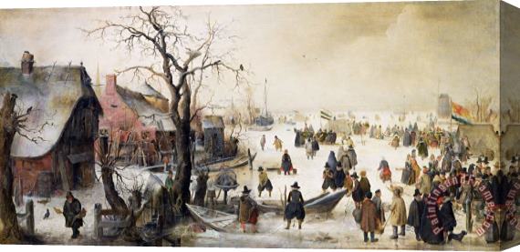 Hendrik Avercamp Winter Scene on a Canal Stretched Canvas Painting / Canvas Art