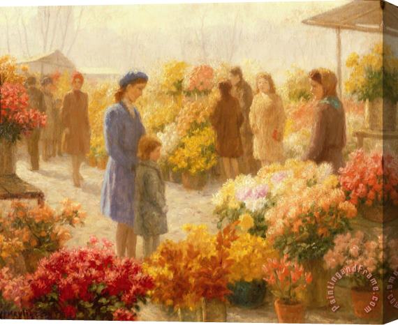 Hendrik Heyligers  Flower Market Stretched Canvas Print / Canvas Art