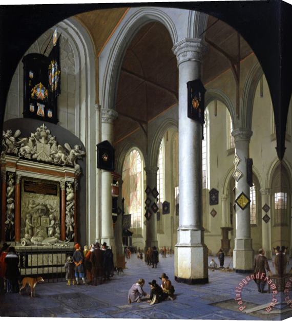 Hendrik Van Vliet Old Church in Delft with The Tomb of Admiral Tromp Stretched Canvas Print / Canvas Art