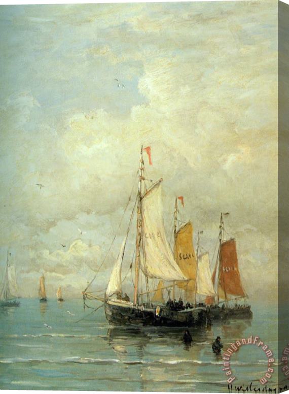 Hendrik Willem Mesdag A Moored Fishing Fleet Stretched Canvas Print / Canvas Art