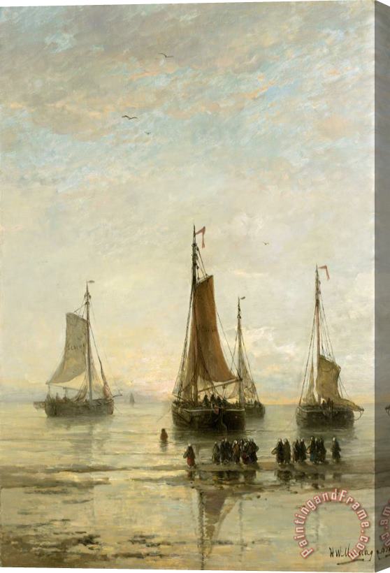 Hendrik Willem Mesdag Bluff Bowed Scheveningen Boats at Anchor Stretched Canvas Painting / Canvas Art