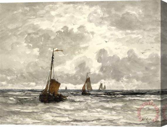 Hendrik Willem Mesdag Fishing Boats on The Breakers Stretched Canvas Painting / Canvas Art