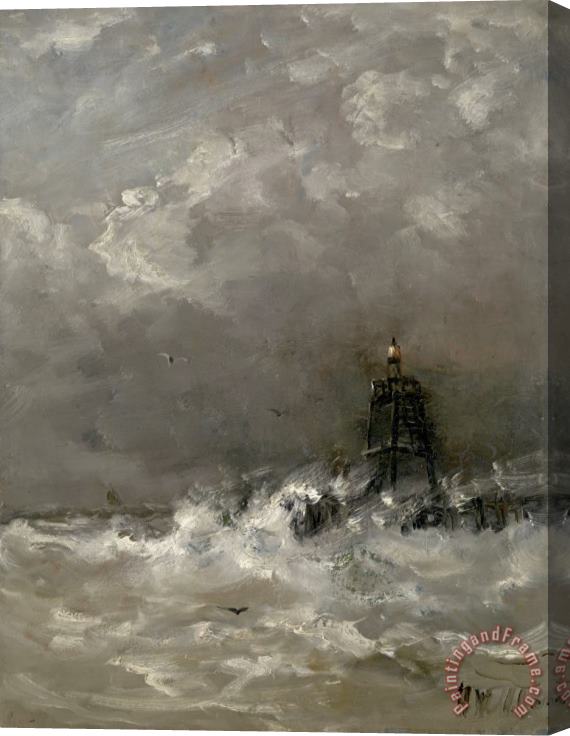 Hendrik Willem Mesdag Lighthouse in Breaking Waves Stretched Canvas Print / Canvas Art