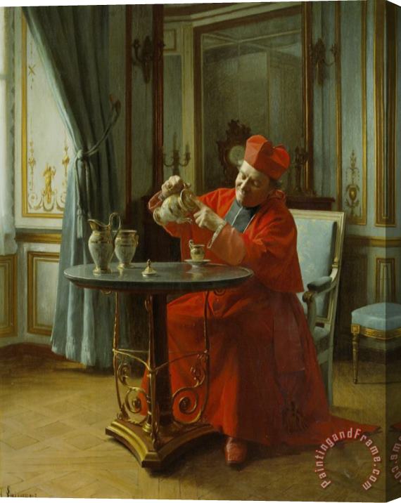 Henri Adolphe Laissement A Devine Cup of Tea Stretched Canvas Painting / Canvas Art