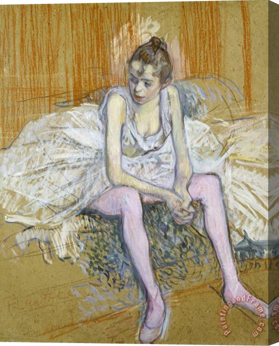 Henri de Toulouse-Lautrec A Seated Dancer with Pink Stockings Stretched Canvas Painting / Canvas Art