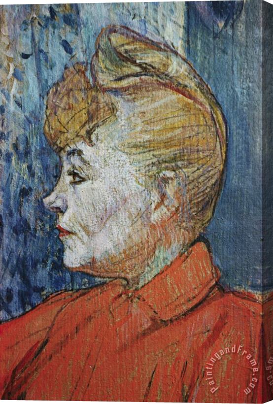 Henri de Toulouse-Lautrec Detail of Woman in Red Stretched Canvas Painting / Canvas Art