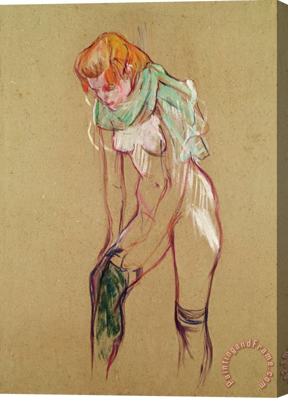 Henri de Toulouse-Lautrec Woman Pulling Up Her Stocking Stretched Canvas Painting / Canvas Art