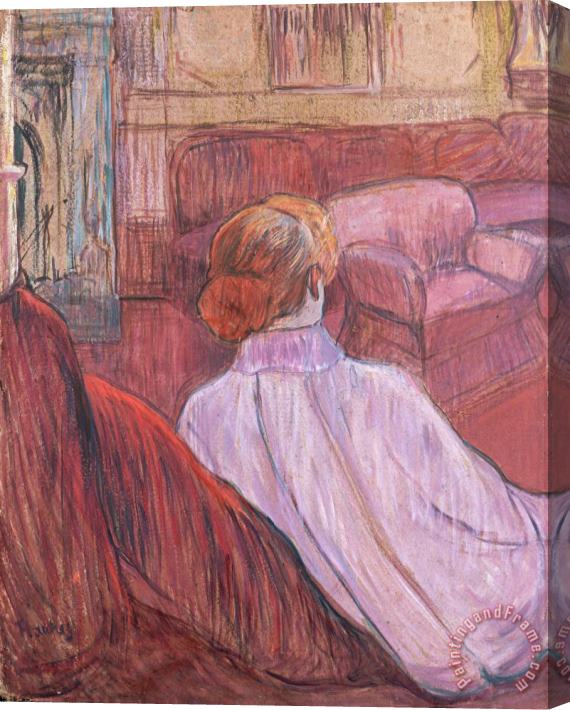 Henri de Toulouse-Lautrec Woman Sat on a Red Settee Stretched Canvas Painting / Canvas Art