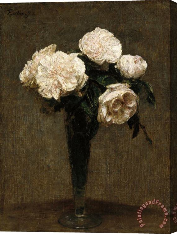 Henri Fantin Latour Roses in a Vase Stretched Canvas Painting / Canvas Art