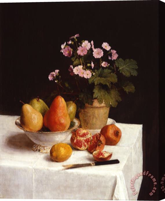 Henri Fantin Latour Still Life (primroses, Pears And Promenates) Stretched Canvas Print / Canvas Art
