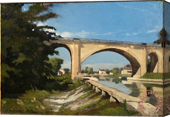 Henri-Joseph Harpignies The Railroad Bridge at Briare Stretched Canvas Painting / Canvas Art