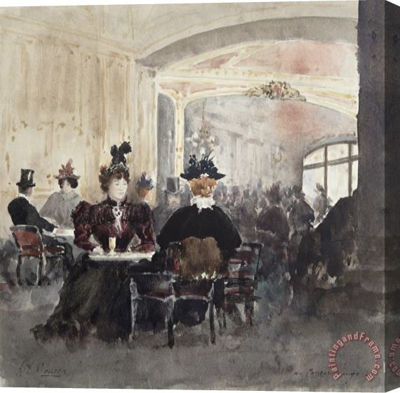 Henri Laurent Mouren Interior of the Concert Rouge Stretched Canvas Painting / Canvas Art