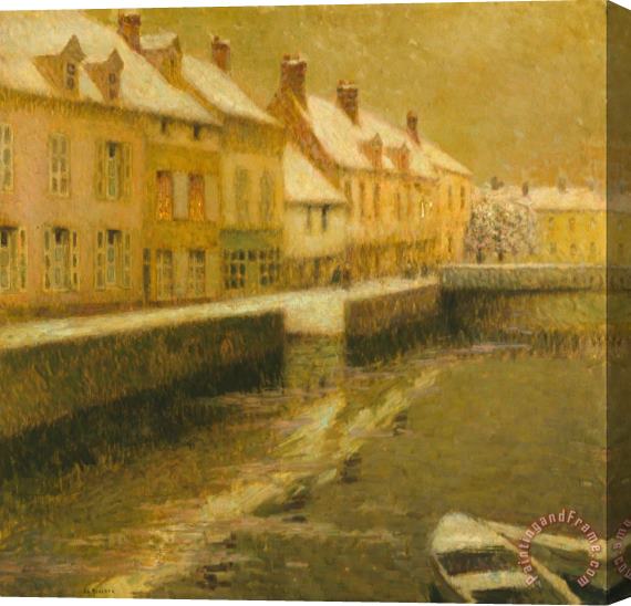 Henri Le Sidaner Canal in Bruges, Winter Stretched Canvas Painting / Canvas Art