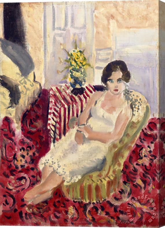 Henri Matisse Figure Assise, Tapis Raye, 1920 Stretched Canvas Print / Canvas Art