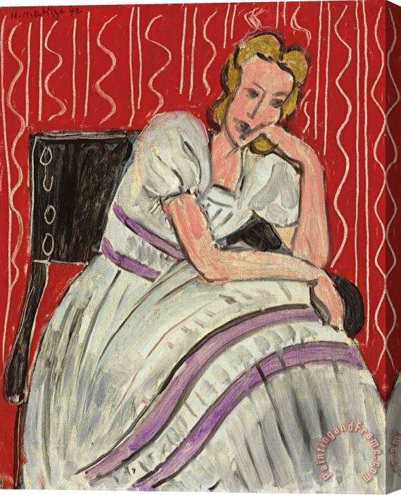 Henri Matisse Jeune Femme Assise En Robe Grise Stretched Canvas Print / Canvas Art