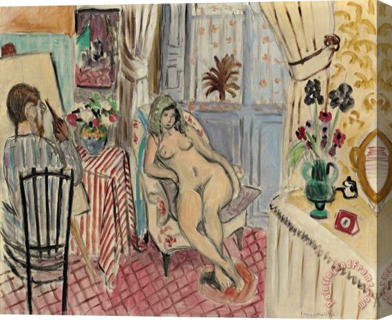 Henri Matisse L'artiste Et Le Modele Nu Stretched Canvas Print / Canvas Art