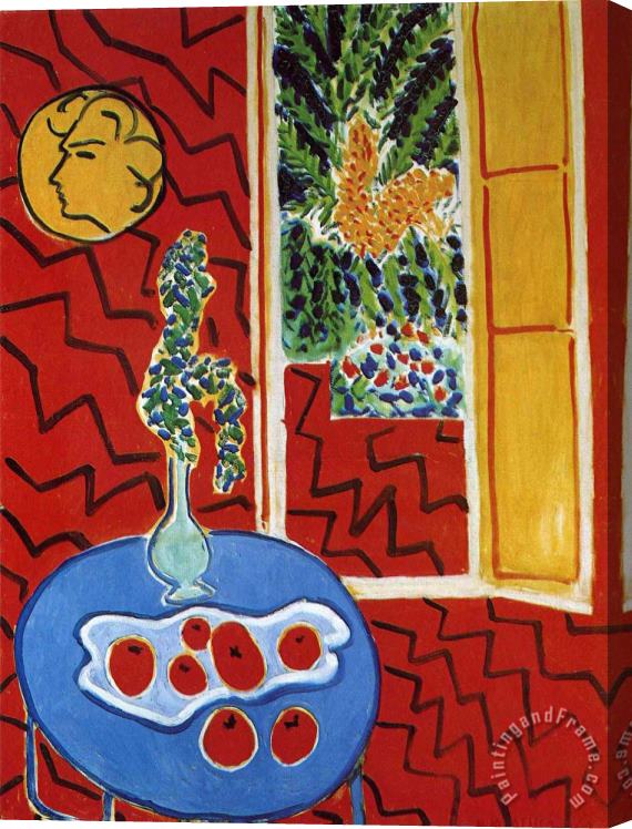 Henri Matisse Red Interior Still Life on a Blue Table 1947 Stretched Canvas Painting / Canvas Art