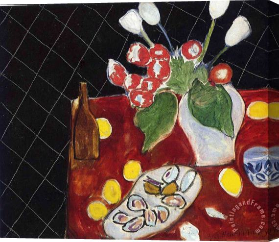 Henri Matisse Tulips And Oysters on a Black Background 1943 Stretched Canvas Painting / Canvas Art