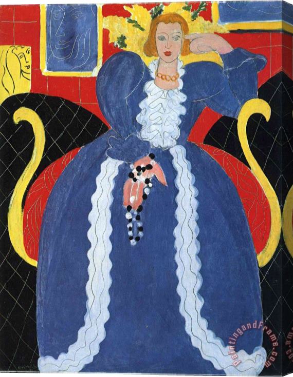 Henri Matisse Woman in Blue Or The Large Blue Robe And Mimosas 1937 Stretched Canvas Painting / Canvas Art