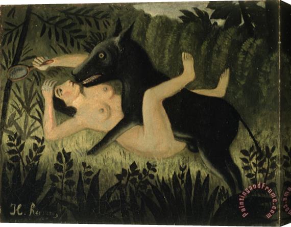 Henri Rousseau Beauty And The Beast Stretched Canvas Painting / Canvas Art