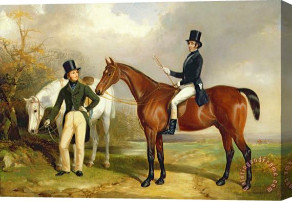 Henry Barraud Two Gentlemen Out Hunting Stretched Canvas Painting / Canvas Art