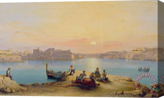 Henry Charles Ferro Valetta Harbour at Sunset Stretched Canvas Painting / Canvas Art