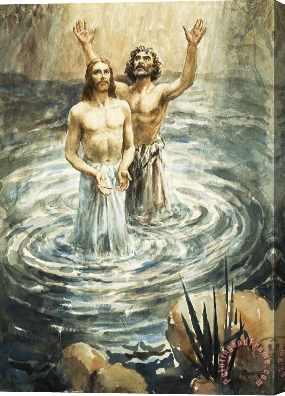 Henry Coller Christ being baptised Stretched Canvas Painting / Canvas Art