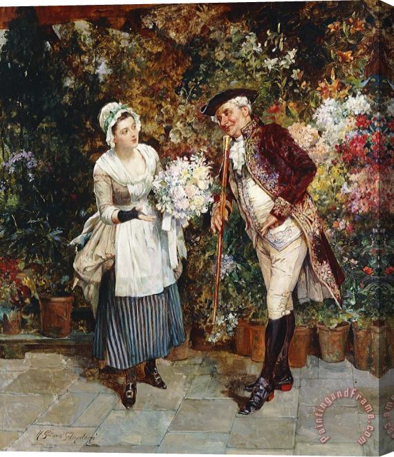 Henry Gillar Glindoni The Flower Girl Stretched Canvas Painting / Canvas Art
