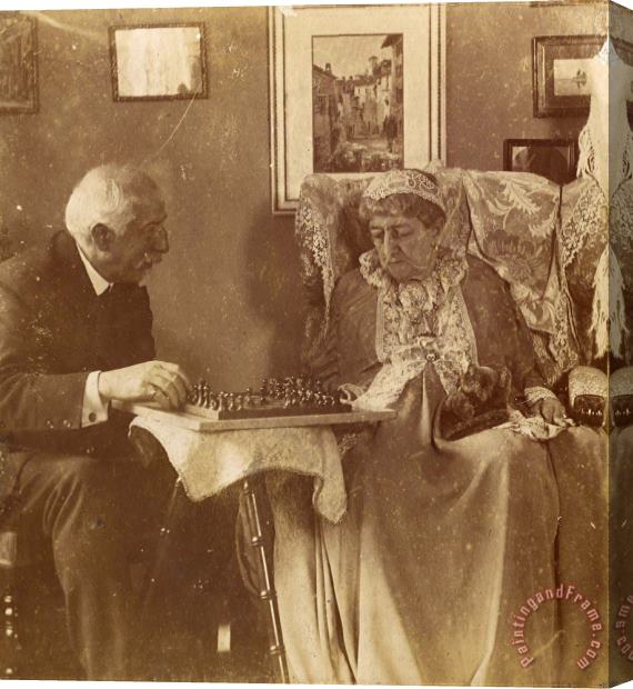 Henry Herschel Hay Cameron (hardinge Hay Cameron And Lady Dalrymple Playing Chess) Stretched Canvas Print / Canvas Art