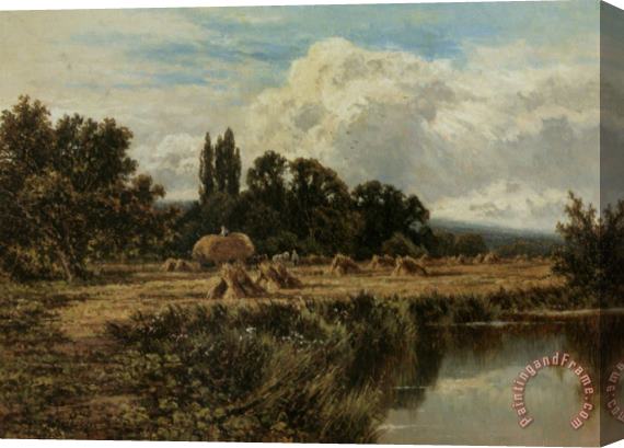 Henry Hillier Parker Harvesting on The Banks of The Thames Stretched Canvas Painting / Canvas Art