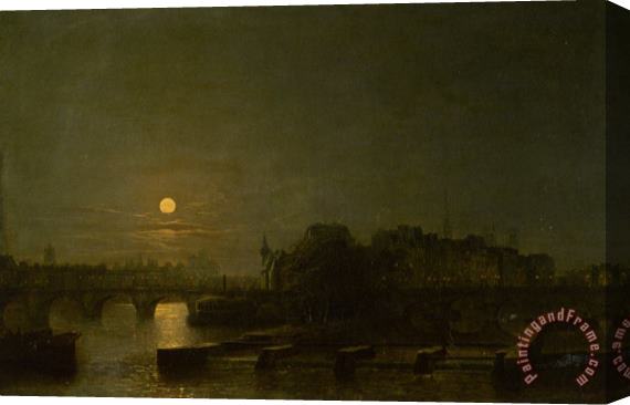 Henry Pether Moonlight Over The Seine Stretched Canvas Print / Canvas Art