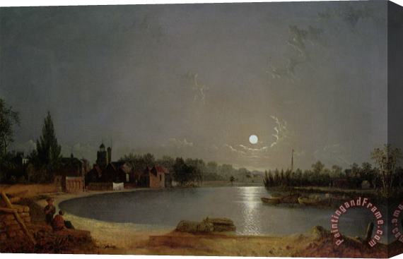 Henry Pether The Thames at Moonlight, Twickenham Stretched Canvas Print / Canvas Art