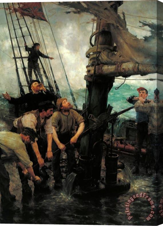 Henry Scott Tuke All Hands to The Pumps Stretched Canvas Painting / Canvas Art